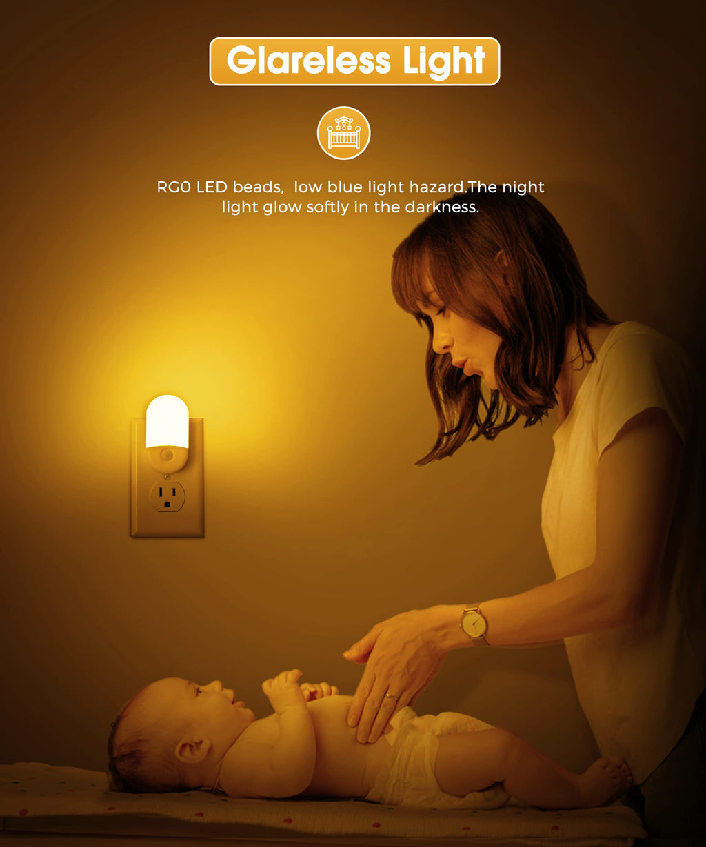 L LOHAS LED Night Lights Plug into Wall, [2 Pack] LED Dimmable Night Light with Light Sensors, 30/60LM Adjustable Brightness Nightlights, Soft White 3000K Automatic Night Light for Kid, Hallway