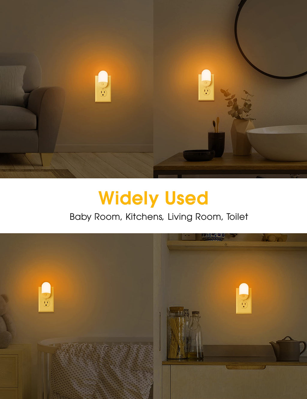 L LOHAS LED Night Lights Plug into Wall, [2 Pack] LED Dimmable Night Light with Light Sensors, 30/60LM Adjustable Brightness Nightlights, Soft White 3000K Automatic Night Light for Kid, Hallway