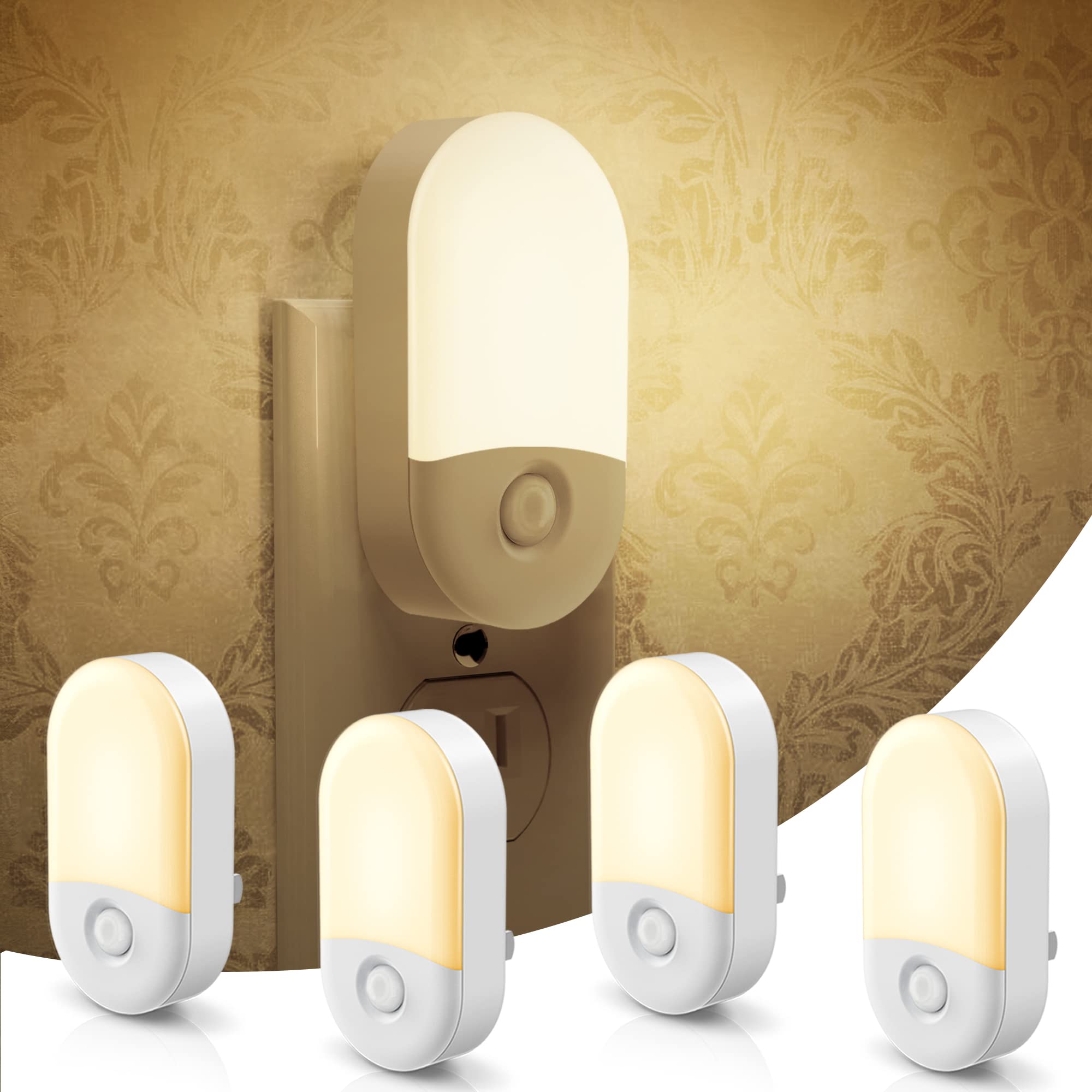L LOHAS LED Night Lights Plug into Wall, [2 Pack] LED Dimmable Night Light with Light Sensors, 30/60LM Adjustable Brightness Nightlights, Soft White 3000K Automatic Night Light for Kid, Hallway