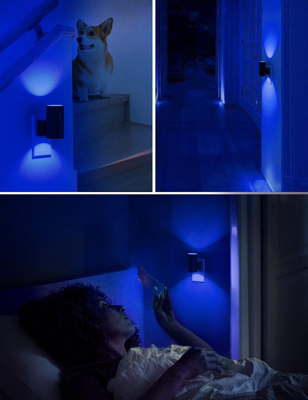 L LOHAS LED Night Light Plug in, Modern Night Lights Plug into Wall, Dusk to Dawn Sensor, Soft White 3000K, 0-100LM Adjustable Brightness, Dimmable Night Lights for Hallway Bedroom Stairway, 2 Pack