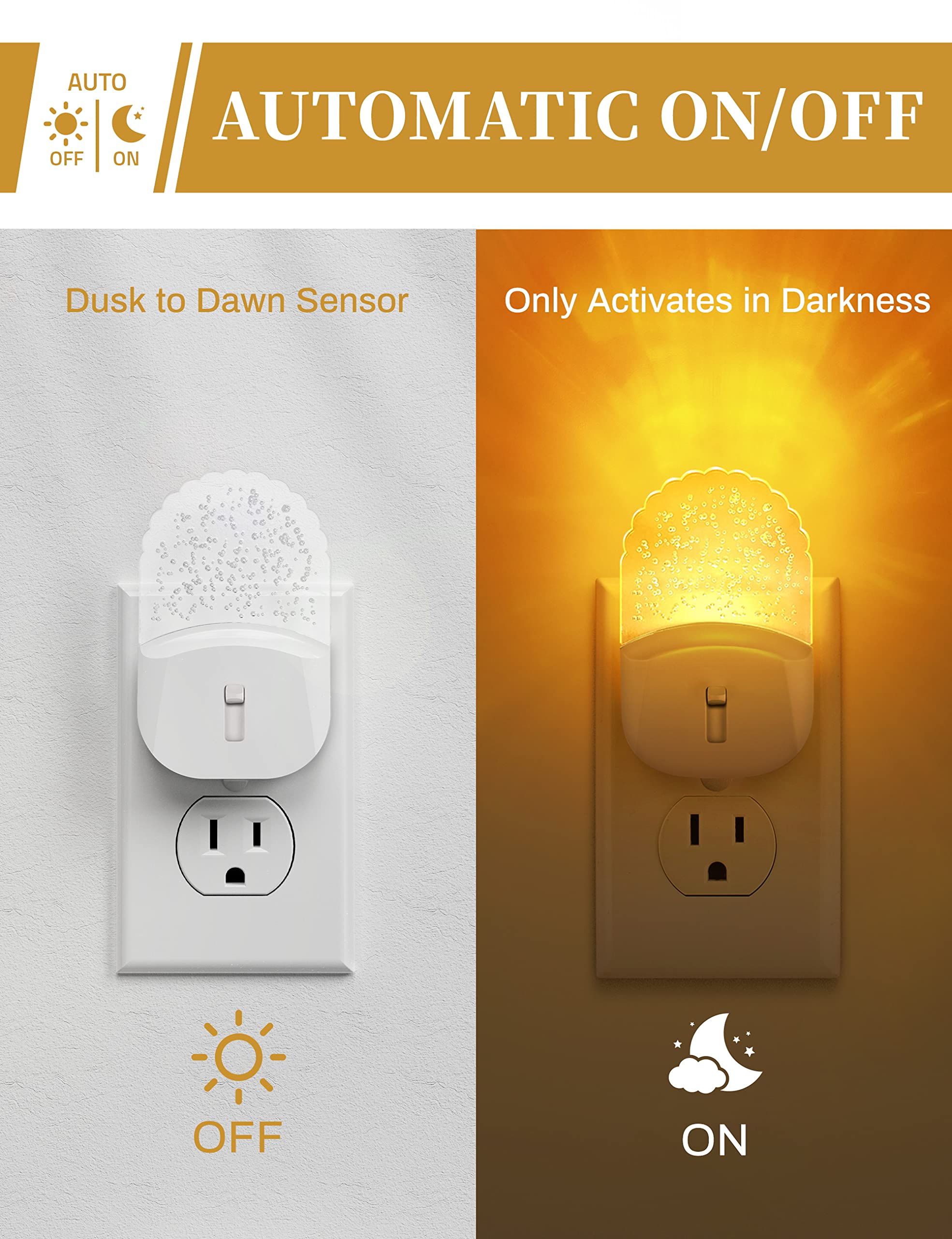 Night Lights Plug Into Wall [2 Pack], Color Changing Night Light for Kids, 8-Color RGB LED Nightlight with Dusk to Dawn Sensor for Bathroom Decor, Children Room, Gift