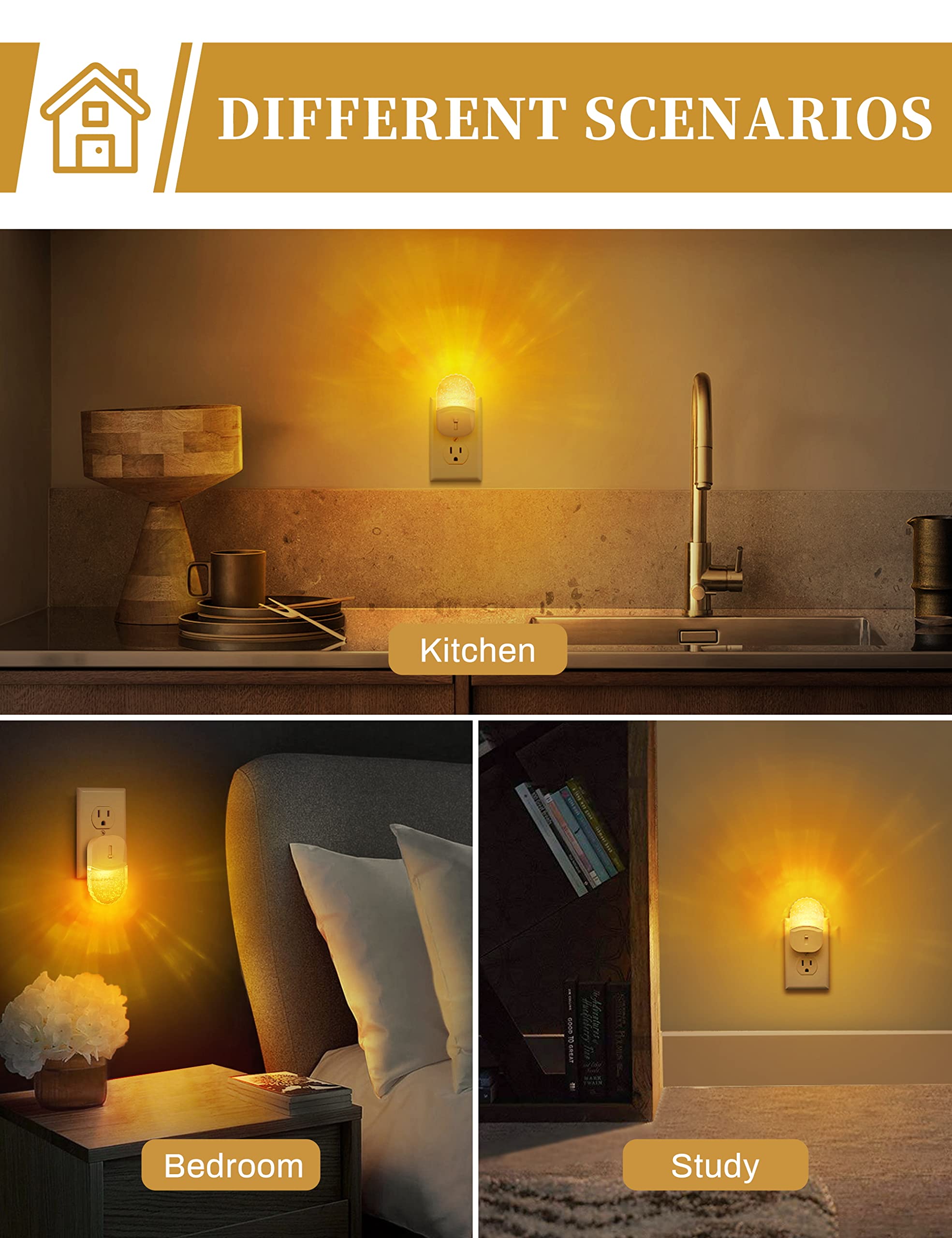 Night Lights Plug Into Wall [2 Pack], Color Changing Night Light for Kids, 8-Color RGB LED Nightlight with Dusk to Dawn Sensor for Bathroom Decor, Children Room, Gift
